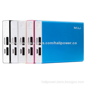 Aluminum Power Banks with Lithium Polymer Cell, 6,000mAh Capacity